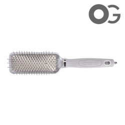 Olivia Garden Expert Care Rectangular Nylon Bristles Silver S matu birste ar turmalīna jonu tehnoloģiju
