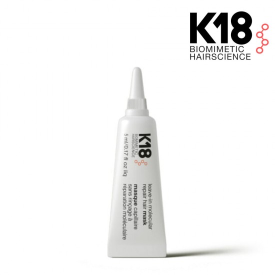 K18 Neizskalojama molekulārās atjaunošanas matu maska, 5 ml