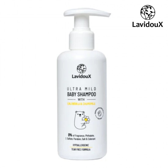 Lavidoux Īpaši maigs bērnu šampūns ar kliņģerīšu un kumelīšu ekstraktu, 200 ml