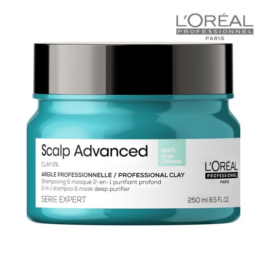 L'Oreal Professionnel Scalp Advanced Anti-Oiliness 2-In-1 maska - šampūns taukainai galvas ādai 250 ml