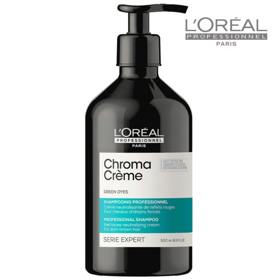 L'Oréal Professionnel Serie Expert Chroma Creme zaļš šampūns neitralizē sarkanus apakštoņus 500ml