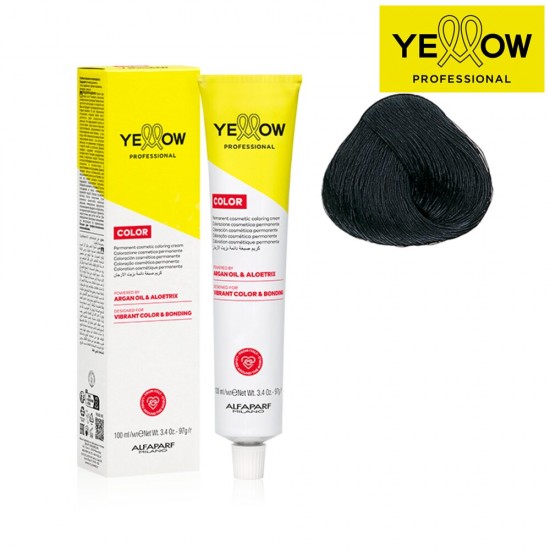 YELLOW COLOR permanentā matu krāsa, tonis Black Nr. 1, 100ml
