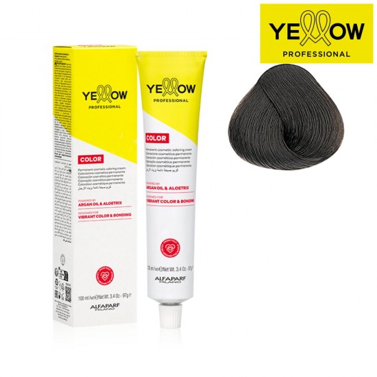 YELLOW COLOR permanentā matu krāsa, tonis Dark Intense Ash Blonde Nr. 6.11, 100ml