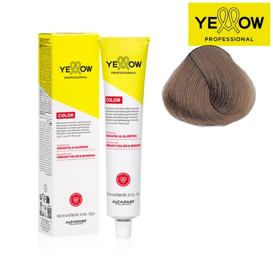 YELLOW COLOR permanentā matu krāsa, tonis Light Ash Golden Blonde Nr. 8.13, 100ml